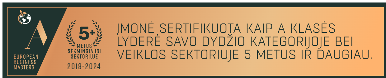 Sertifikatas European business masters A+ klasės lyderė 2018-2022